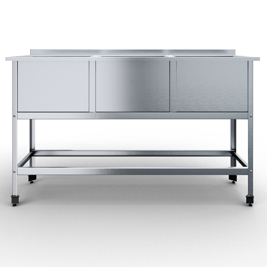 Ванна моечная сварная 3 емкости 1310х480х850