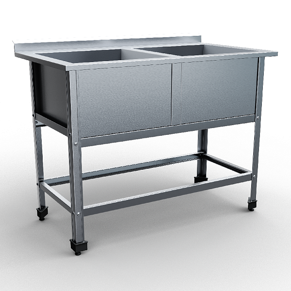 Ванна моечная сварная 2 емкости 1150х640х850